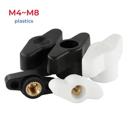 Black White Plastic Hand Knob Thumb Nut M4 M5 M6 M8 27# 36# T Type Plum Bakelite Wing Hand Tighten Nuts