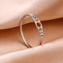 LIKGREAT Women Moon Phase Ring Crescent Moon Witch Stainless Steel Finger Rings 2025 New Lucky Amulet Minimalist Jewelry Gift