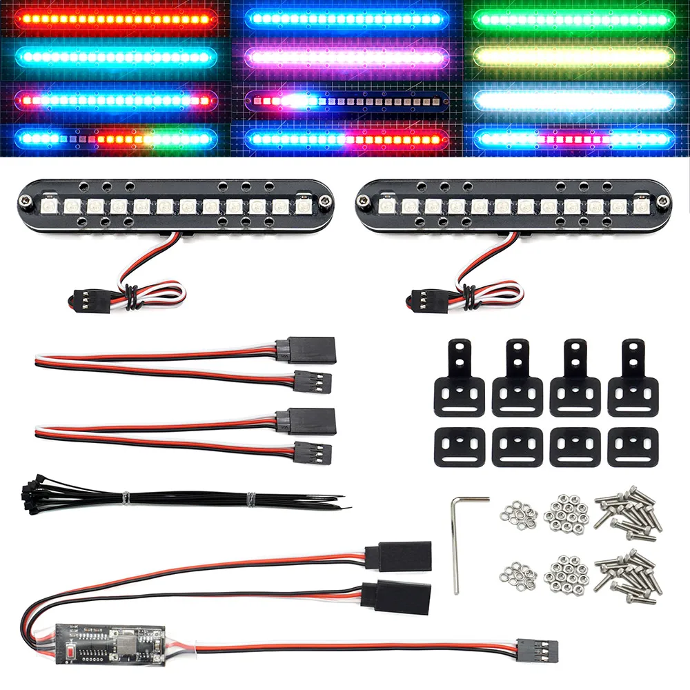 

RC LED 2 Light Bars 28 Modes Roof Lamp Headlight Tail Light Kit Bumper Light for Traxxas RC Car Truck Crawler Tamiya Losi HPI