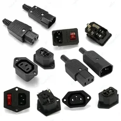IEC 320 C13 C14 Electrical AC Power Socket Male Female 3 Pin Replacement Rewirable AC Converter Socket Connector Plug Adapter