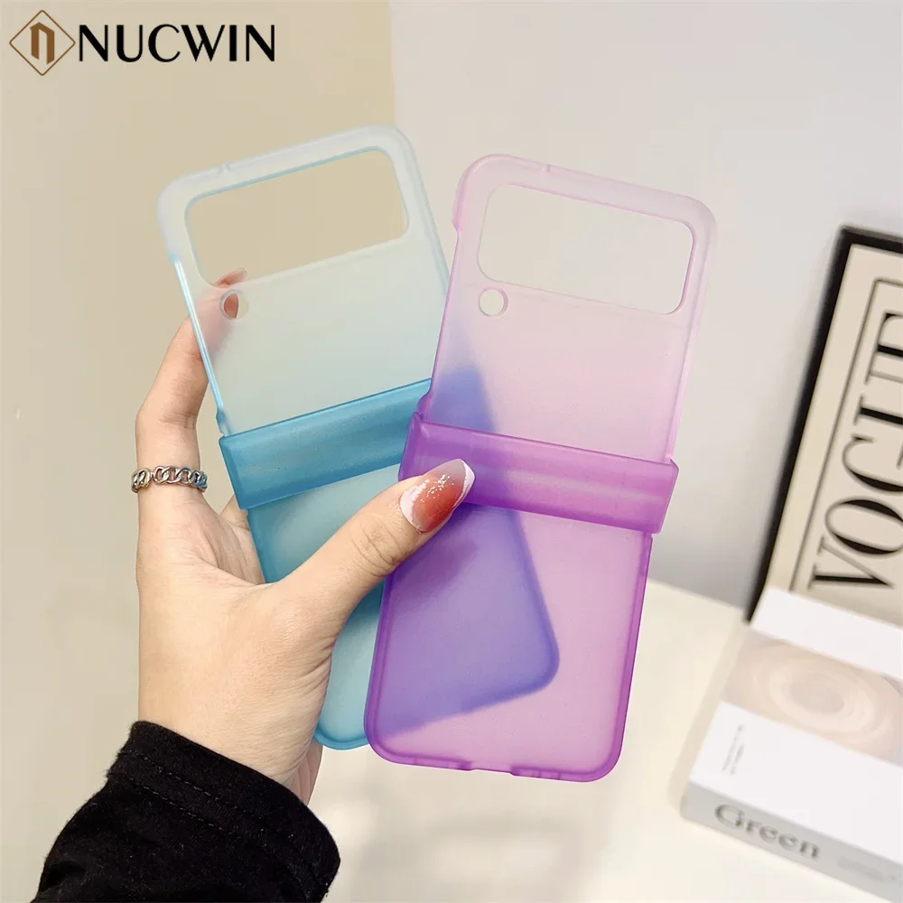 Luxury Matte Gradient Case for Samsung Galaxy Z Flip 6 ZFlip 5 4 3 Z Flip 4 5 6 Ultra Slim Folding 2in1 Hard PC Shockproof Cover