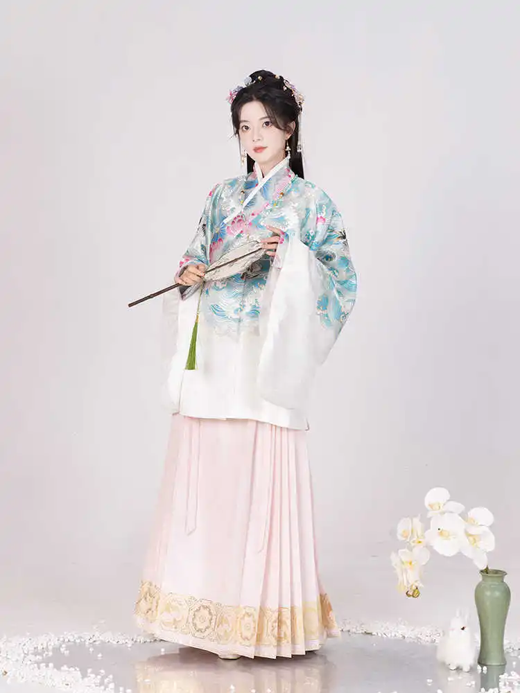 

Chinese style long velvet embroidered cape improved Hanfu winter Hanfu