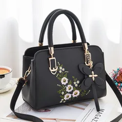 Fashion Floral Shoulder Bag Ladies Daily Work PU Leather Handbag Casual Crossbody Bag Floral Decorative Wallet