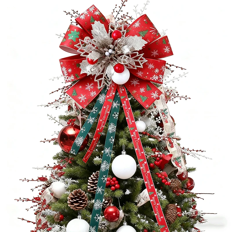 

1Pcs Christmas Decoration Artificial Christmas Flowers Christmas Bow Xmas Tree Hanging Decoration for 2025 Navidad Home Decor