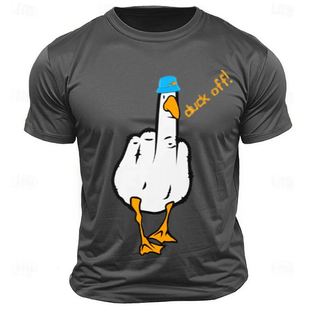 Men's Graphic Duck T Shirt Sports Classic Letter Printed Funny Duck Black Short Sleeve Comfortable Tee Summer Fashion Clothing