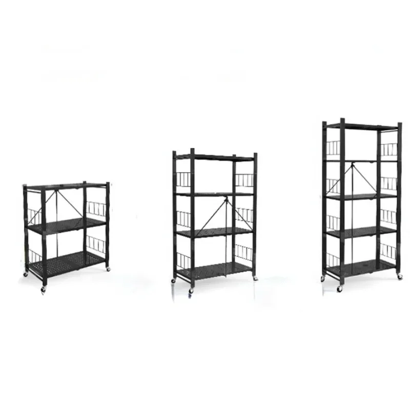 

Storage Rack Installation-Free Metal Kitchen Storage Rack Floor Multi-Layer Microwave Oven Balcony Household Foldable Punch-Free