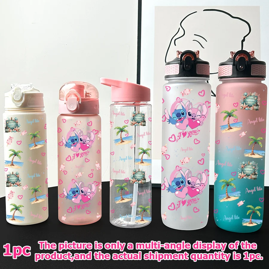 

1 шт. Disney, вышивка, ангел с принтом 23-32 унций, многопластиковая бутылка для воды, портативная спортивная чашка для воды, подарок на день рождения