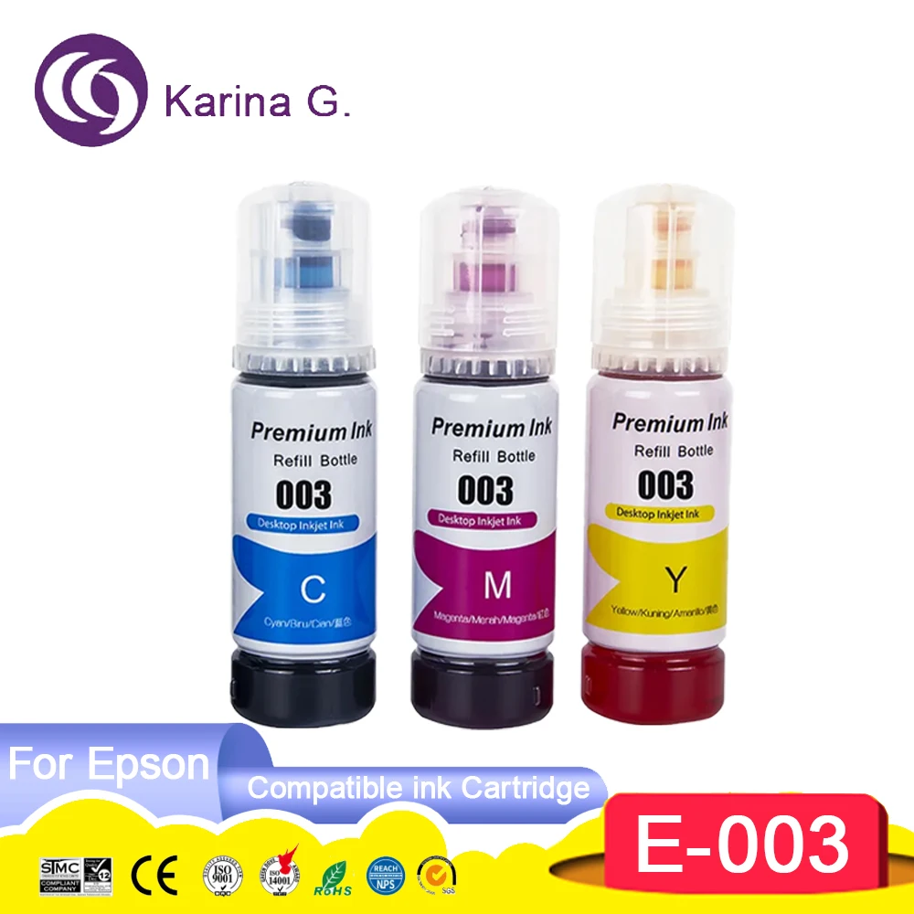 003 Color Compatible Bottle Water Based Refill Tinta Dye Ink for Epson L3110 L1110 L3100 L3116 L3150 L3156 L5196/L5290 Printer