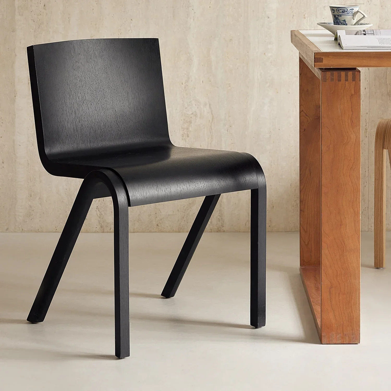 バックチェア北欧無垢材ダイニングチェアホームデザイナーワビレトロ寝室デスクチェア