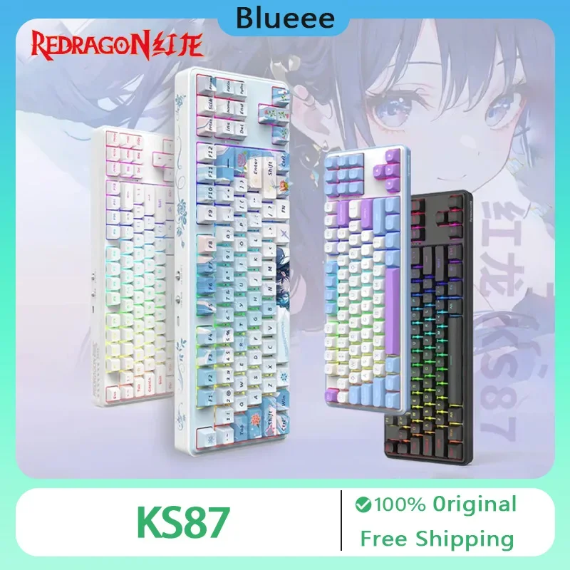 

Redragon KS87 Mechanical Keyboard Wireless Tri Mode Bluetooth Customized RGB Hot Swap Esports Gaming Keyboard PC Accessories