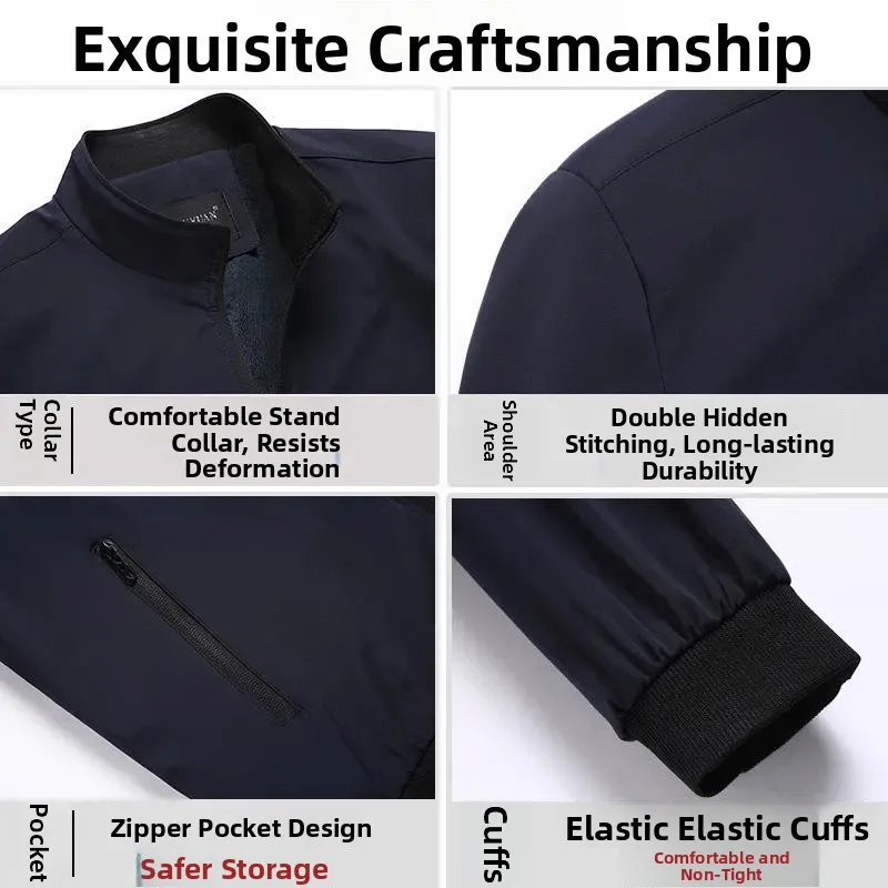 

Теплая хлопковая куртка для мужчин с воротником-стойкой, осенне-зимнее пальто, однотонное, удобное, из полиэстера, F...