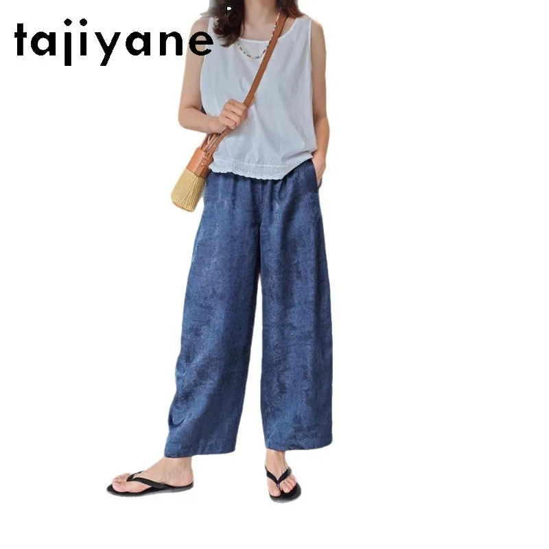 

TAJIYANE 100% Mulberry Silk Pants for Woman Thin Baggy Pants Casual Women's Pants and Trousers Summer Vintage Clothes 2026 Штаны