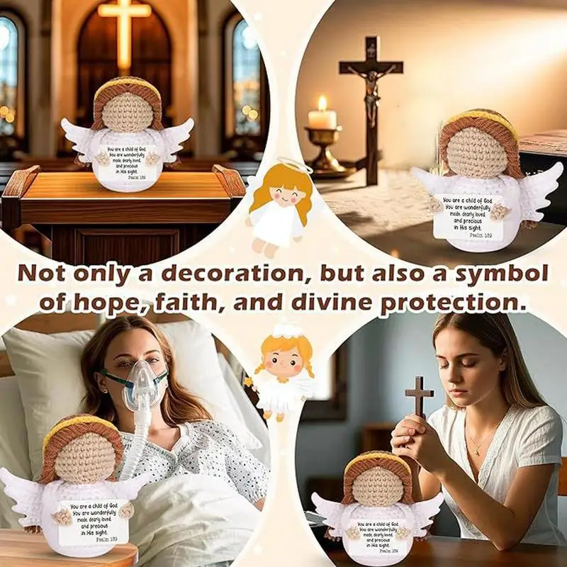

Positive Crochet Cheerful Angel Cute Motivational Crochet Doll for Teacher Friend Kids Adults Home Desk Decor for Daily