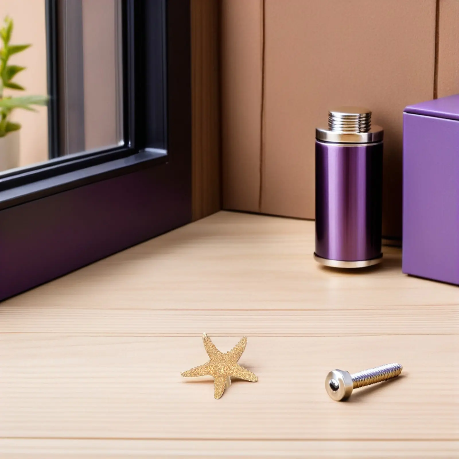 2Pcs Brass Star Cabinet Handles Ocean Theme Star Shaped Drawer Pulls 's Wardrobe Knobs Decorative Hardware