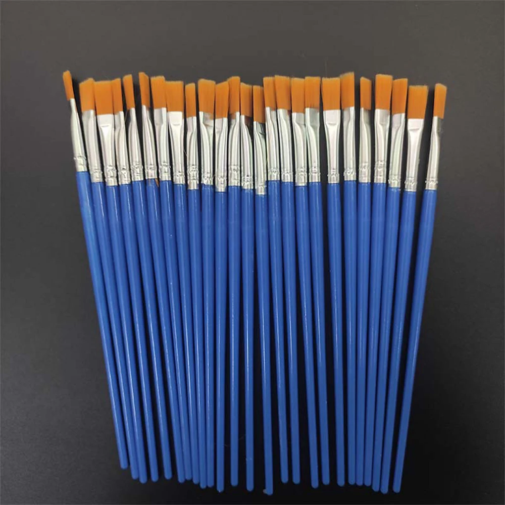 20Pcs Flat-Head ขนาดเล็กไนลอนพู่กันระบายสีสำหรับภาพวาดรูปวาดสีน้ำพู่กันระบายสีปากกาสำหรับศิลปินซัพพลายเออร์ Art เครื่องเขียน