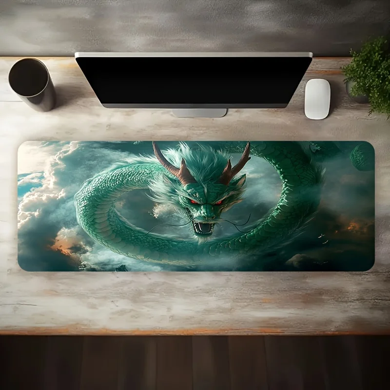 CIFBUY Large Gaming Mouse Pad, Teal Dragon Cloud PatternExtended Desk Mat for Office Home Workstation Accessories