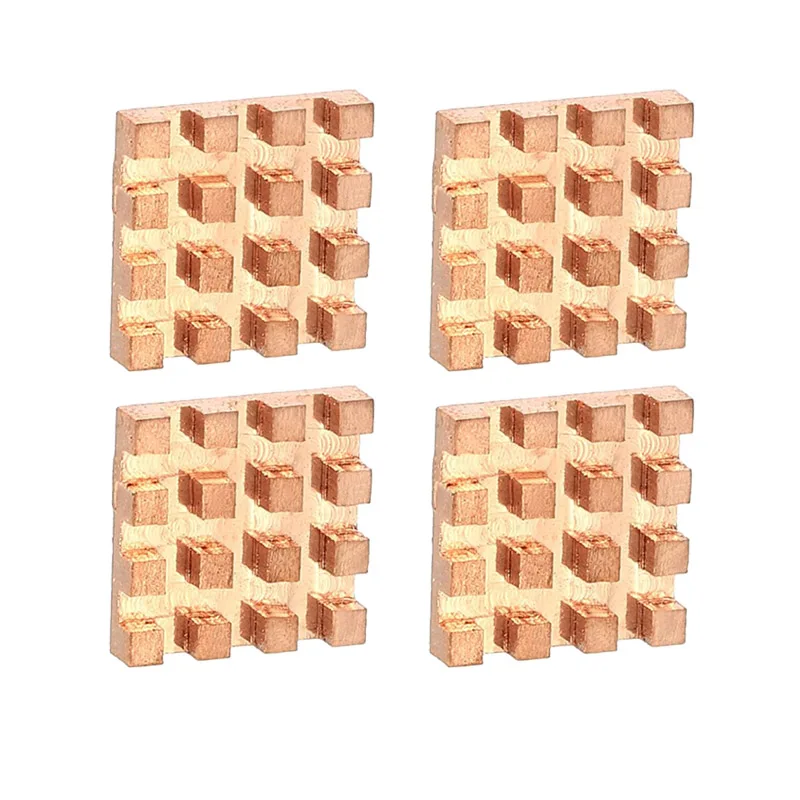 Copper Heatsink 15X15x2mm Electronic Chip IC Radiator for GPU CPU VGA RAM with 2W/mK Thermal Double Side Adhesive Tape - 4PCS
