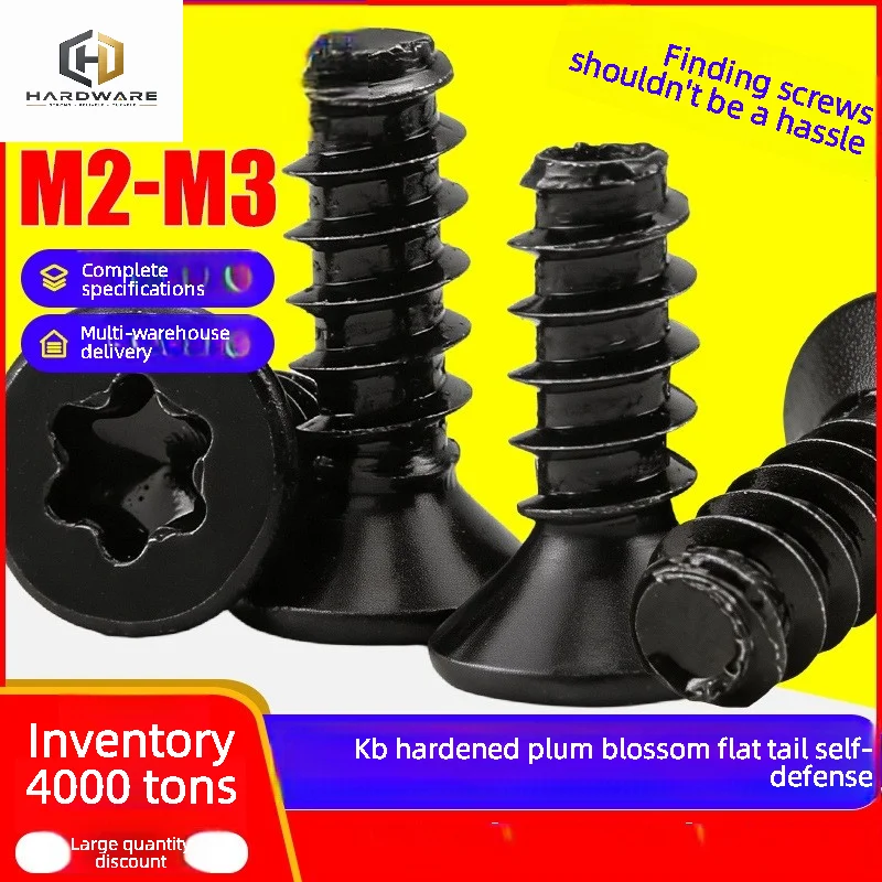Hardened carbon steel black KB countersunk Torx self-tapping screw M2/M3