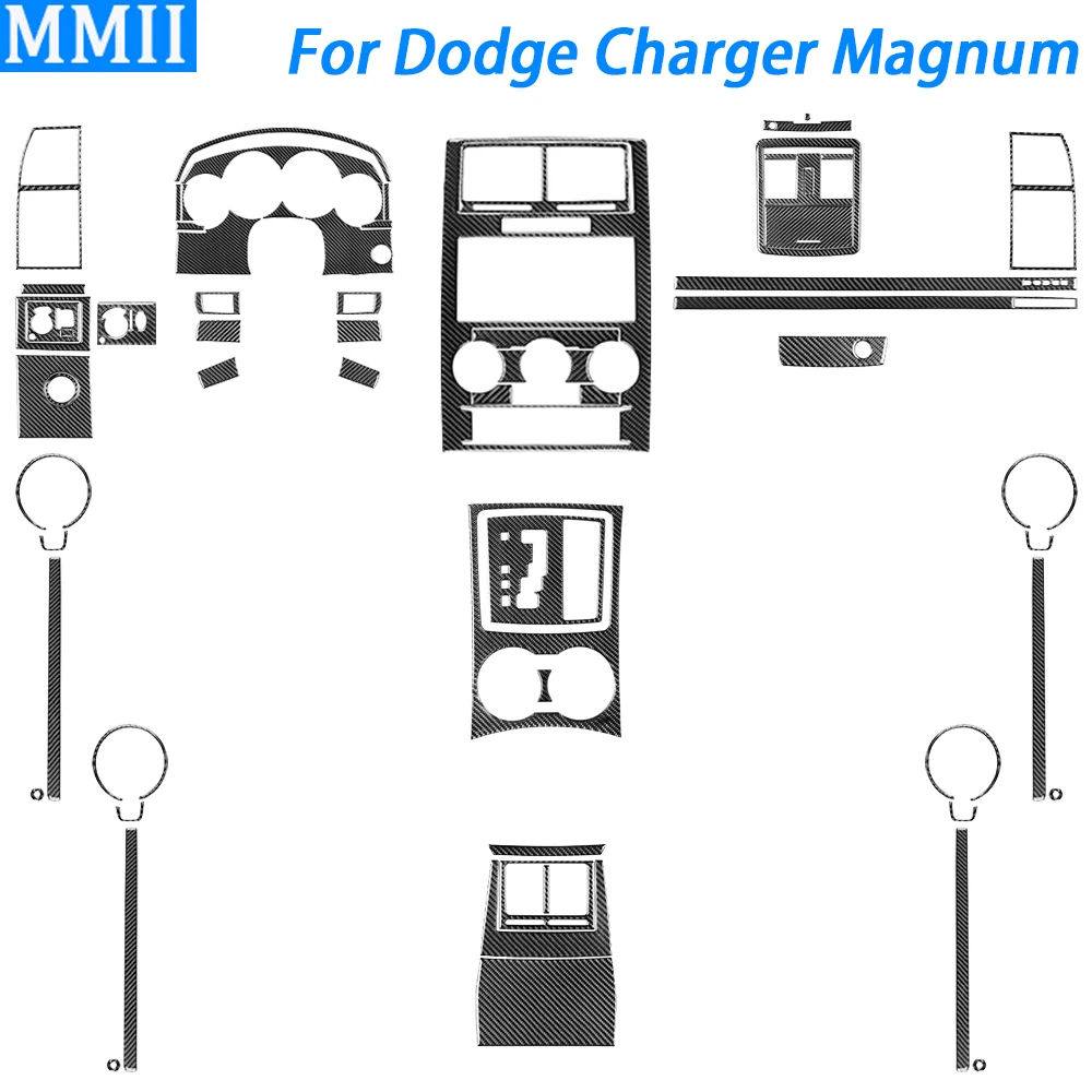 

For Dodge Charger Magnum 2008-2010 Carbon Fiber Gear Shift Air Vent Outlet Panel Set Car Interior Decoration Accessories Sticker