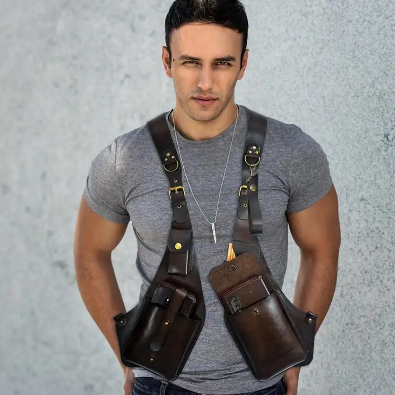 Shoulder Holster Bag Unisex Outdoor Cell Phone Bag Multipurpose Men/Women Safety Double Shoulder Armpit Bag For Travel Outdoor