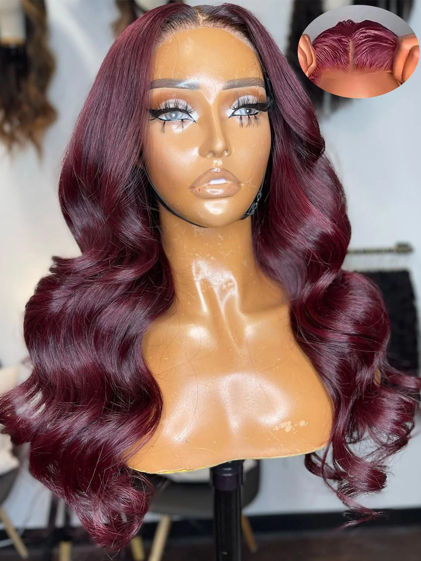 

Brgundy Glueless Wigs Human Hair Ready To Wear And Go Transparent 9X6 Hd Lace Frontal Wig Body Wave Lace Front Wigs Ginger Brown