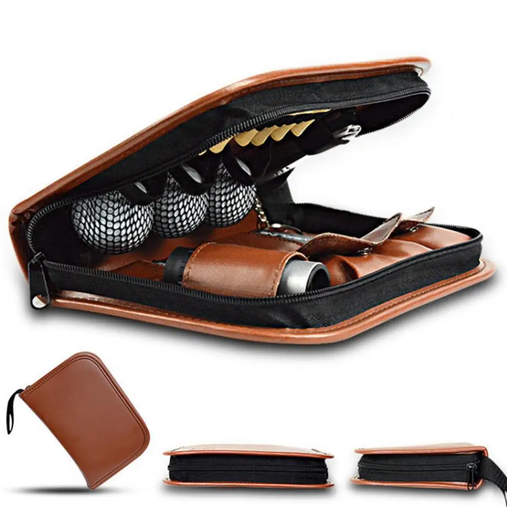 Golf Ball Bag Multi-functional Golf Accessories Organizer Bag Faux Leather Golf Tools Case Capacity Ball Tee Rangefinder Holder