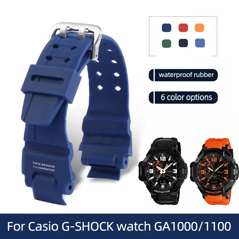 Rubber watch strap for Casio G-SHOCK watch GA-1000/1100 GW4000/G1400/GW-A1000 series Silicone Men\'s Bracelet Accessories