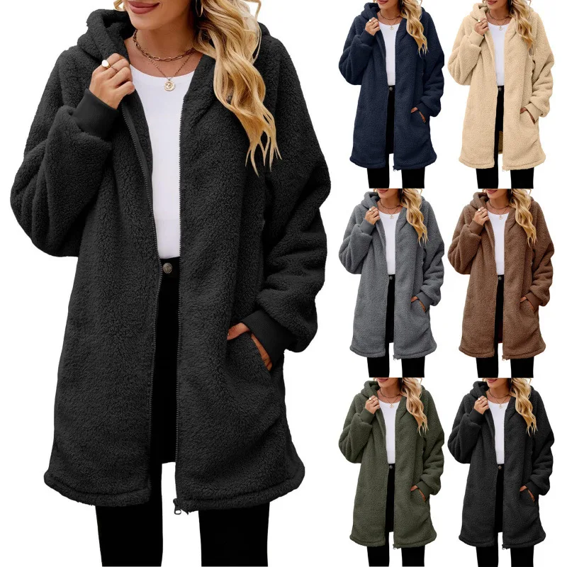 2026 Bestselling Large Size Lamb Fur Hooded Jacket Popular Trendy Outerwear with Hat for Extra Warmth And Style