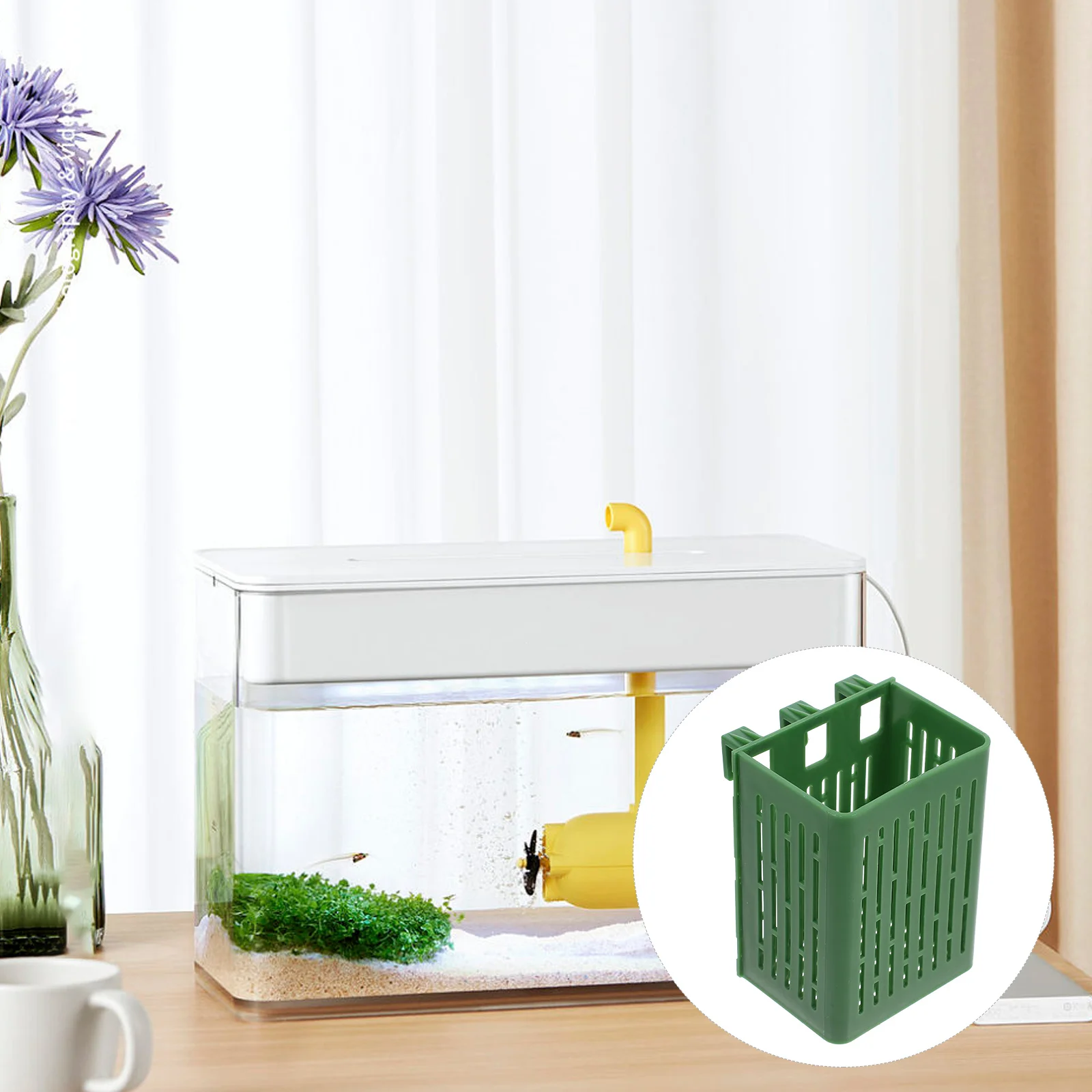 

2Pcs Water Cultivation Plant Basket for Aquarium Wall Mounted Hydroponic Holder with Mesh Design Easy Clean Fish Tank Plant Rack