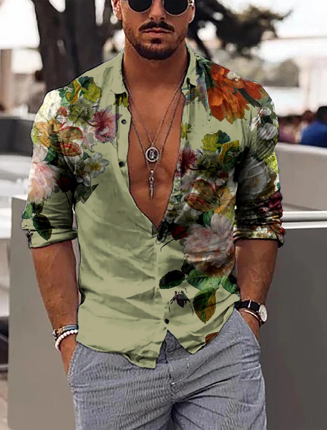 Men's Floral Shirt Formal Shirt Button Shirt Long Sleeve Business Casual Party Daily Autumn Winter Spring Summer Lapel