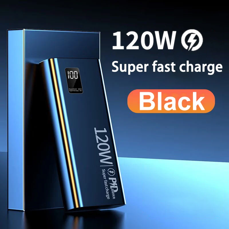 Banco de energía de 120W, 50000mAh, carga súper rápida, 100% de capacidad suficiente, cargador de batería portátil, pantalla Digital para iPhone Xiaomi
