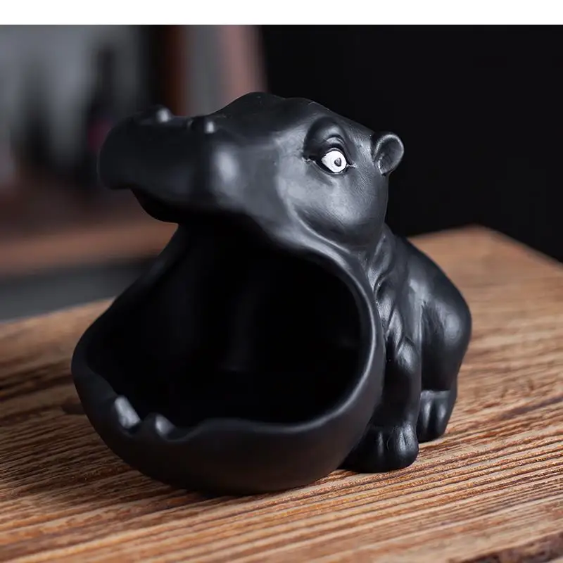 Home Cartoon Animals Ashtray Ceramics Hippo Living Room Office Desktop Ash Storage Box Grocery