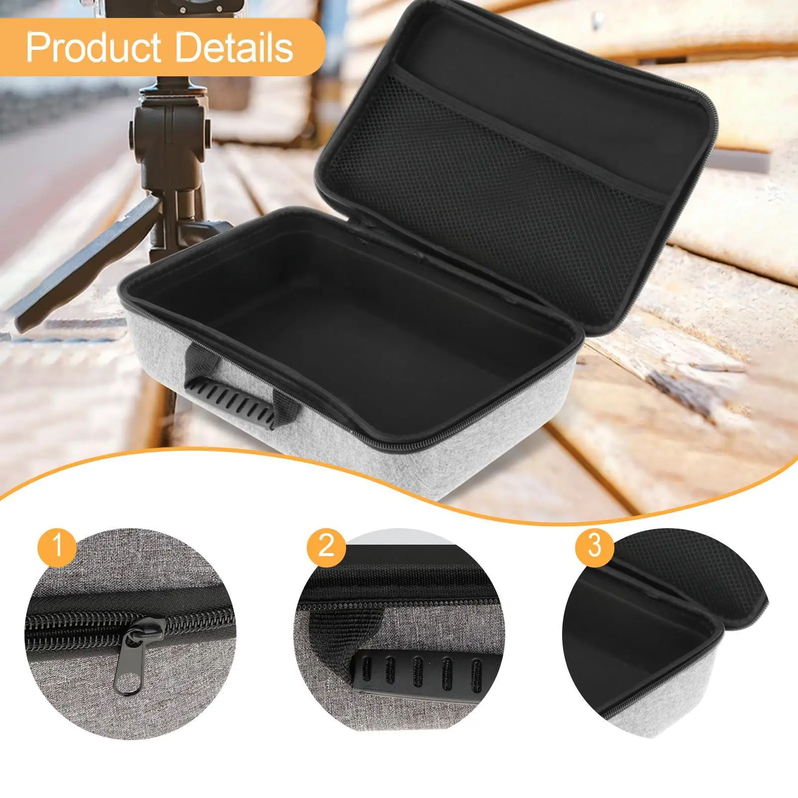 Instrument Tool Box Portable Impact Resistant Suitcase Zipper Closure Multifunctional Dustproof with Handle Travel Carry Case