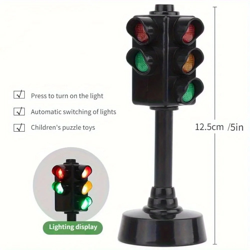 تعليم السلامة لعبة إشارة المرور كتلة المصباح الطوب مدينة عرض الشارع الملحقات إشارات المرور الصغيرة كتلة ضوء الطريق #3