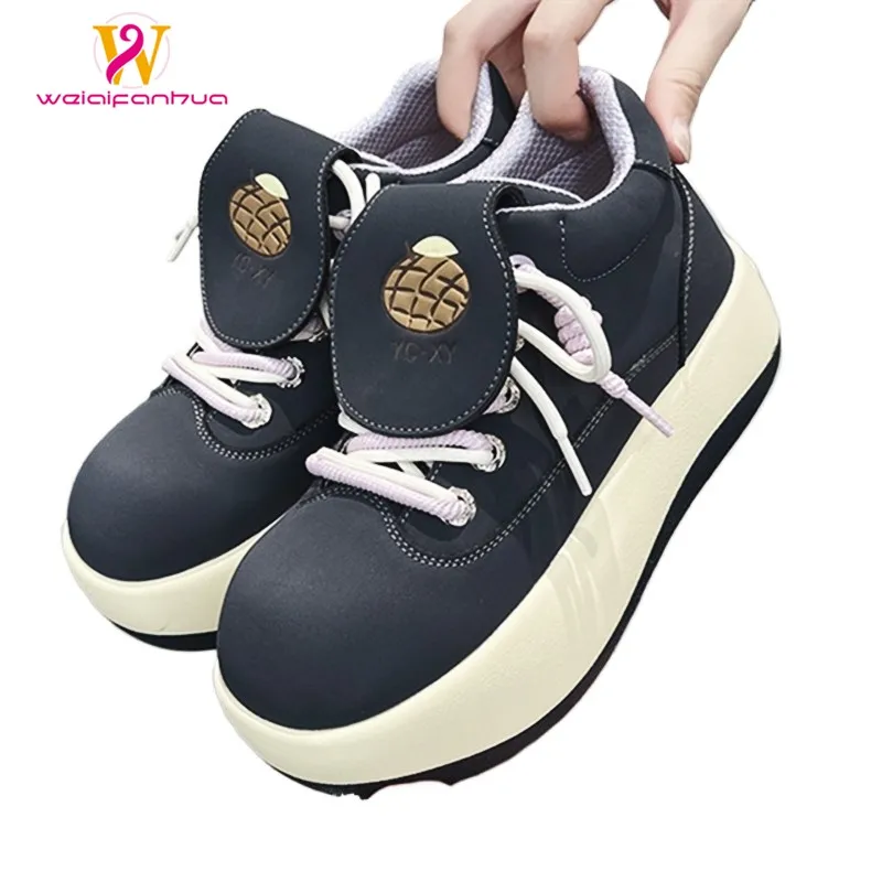 

Women's Shoes 2026 New Style Genuine Leather Height-enhanced Retro Sponge Sole Short Boots and Thick-soled Shoes Women Sneakers