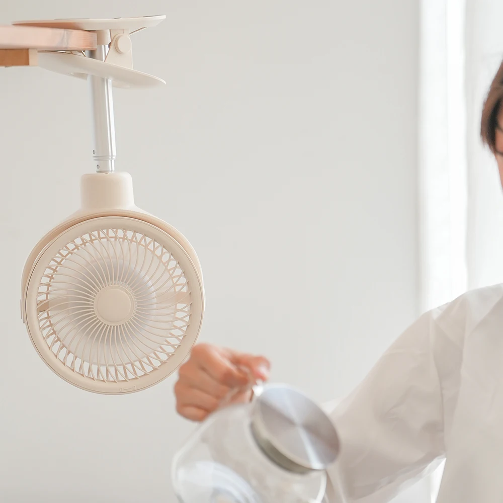 Ventilateur Électrique Flexible, Rechargeable par USB, à 4 Vitesses, Sans Fil, avec réinitialisation de Refroidissement, avec Veilleuse, pour le Bureau et la Maison