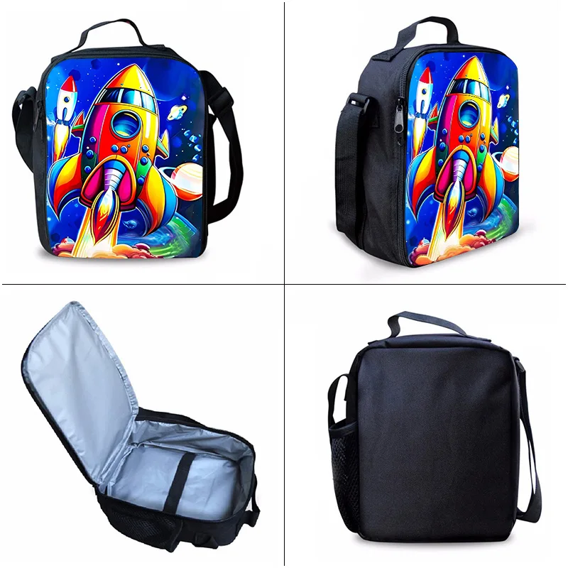 Trendy Popular Novelty rocket 3D Print 3pcs/Set Student School Bags Laptop Daypack Backpack Crossbody Lunch bag Pencil Case