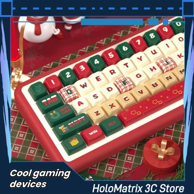 

138/158 Key Christmas Eve Theme Keycaps Mda Profile Distinctive Personalized Customized Pbt Thermal Sublimation Mechanical Gifts