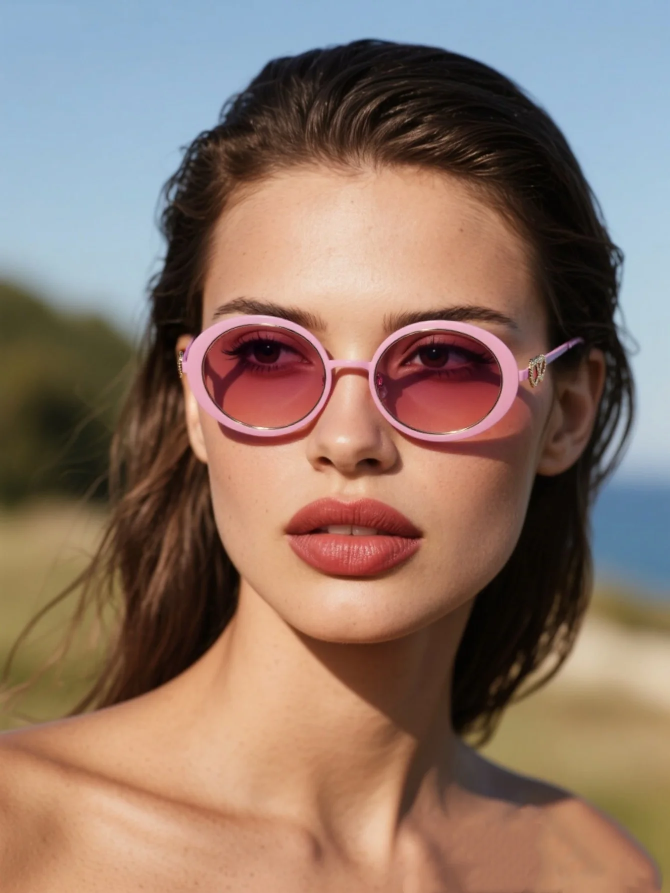 1Pc Women's Fashion Eyeglasses, New Design Oval Frame, Heart-Shaped Legs, Unique and Trendy, Perfect for Casual Street Style Outfits