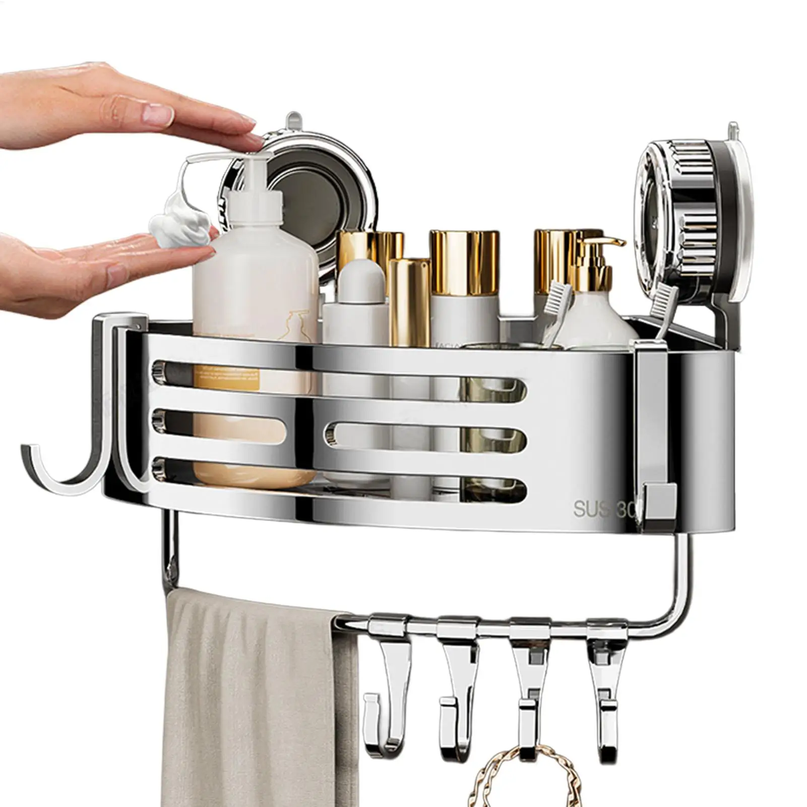 

Corner Shower Organizer Suction Cup Corner Shower Storage Space-Saving Rack Tray Wall-Mounted Organizer For Living Room Bedroom