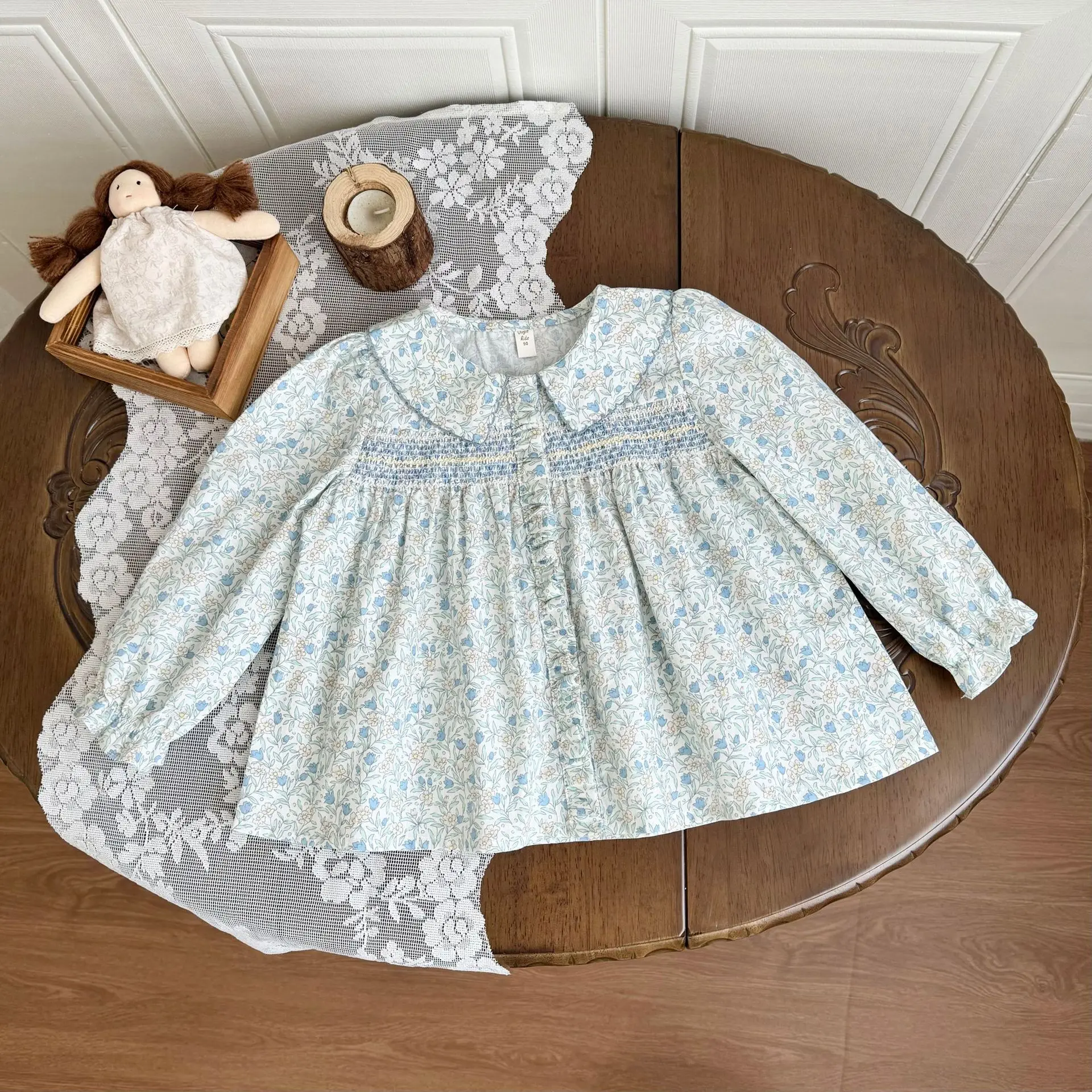 Darcoo Baby 2026 Новая рубашка с цветочным принтом для девочек, блузка с длинными рукавами, топы, блузки, рубашки, одежда для девочек, одежда для малышей 2-8 лет