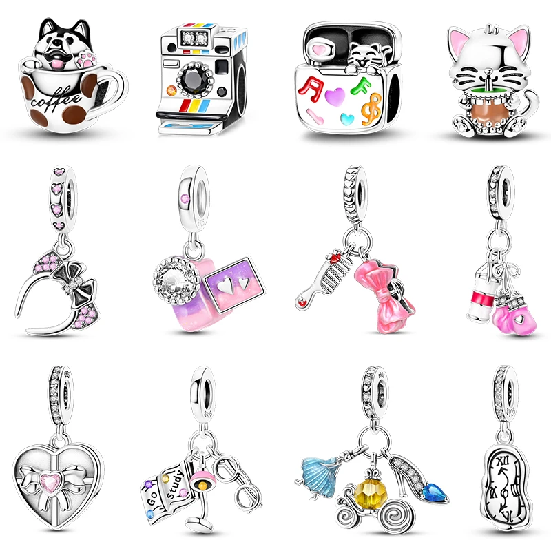 Neue 925 Silber Prinzessin Leben Vlog Kamera Haar Clip Charms Perlen Fit 3mm 925 Original Armbänder DIY Schmuck geburtstag Geschenk