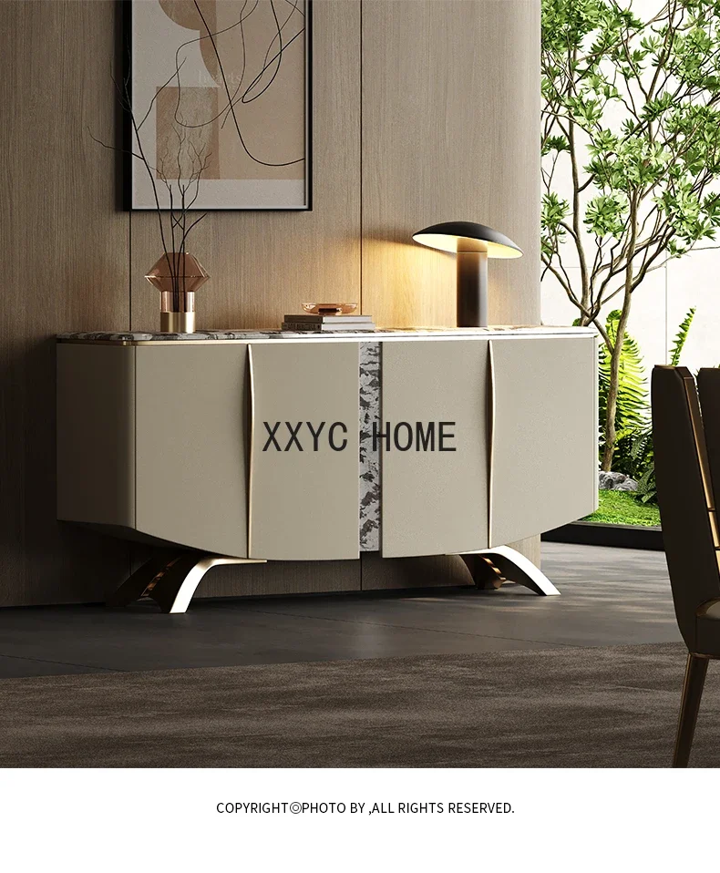 Light Luxury Natural Marble Home Wine  Living Room Wall High-End Sideboard Cabinet Wall