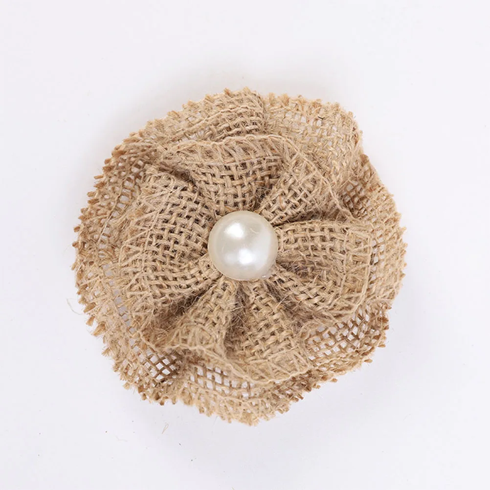 

12pcs Jute Flower Decoration Stylish Practical Wedding Party Favors DIY Clothes Accessory Banquet Craft Decor