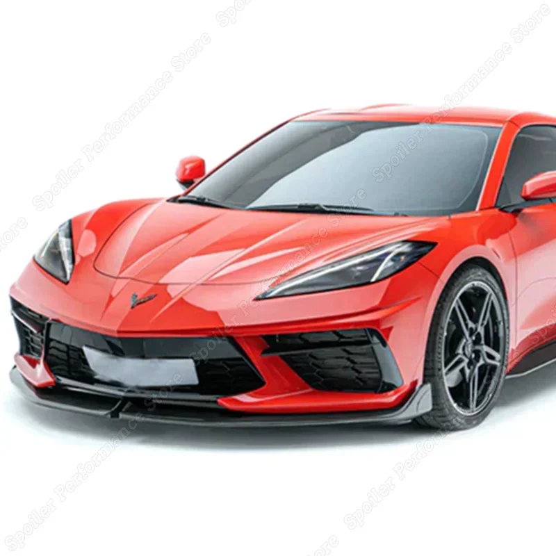 For Chevrolet Corvette C8 Z51 2020 2021 2022 2023+ Car Front Bumper Lip Spoiler Splitter Gloss Black Exterior Modification