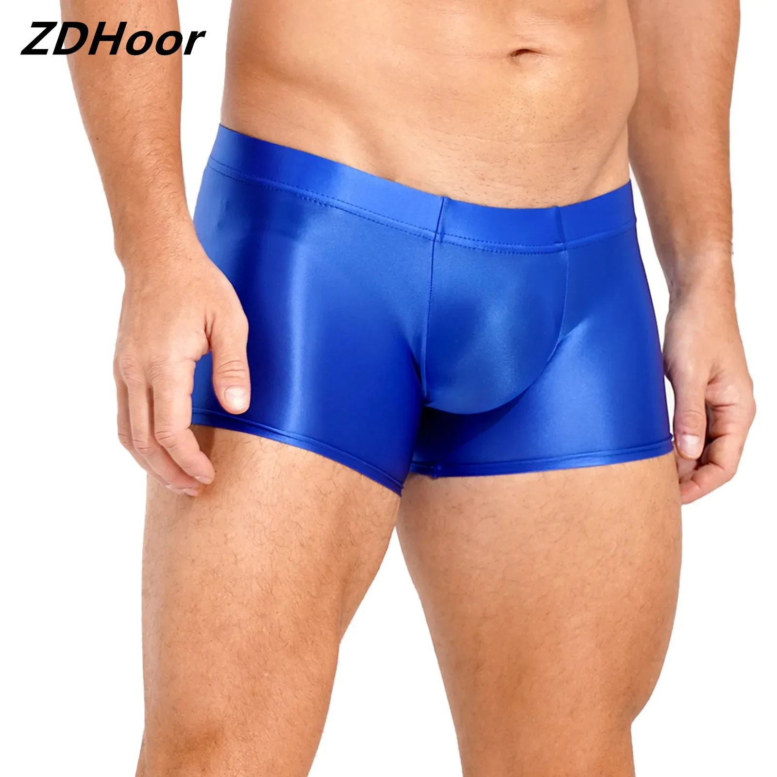 

Men Glossy Boxer Briefs Underwear Low Rise Underpants Underwear Pool Party Beach Volleyball Shorts Beachwear