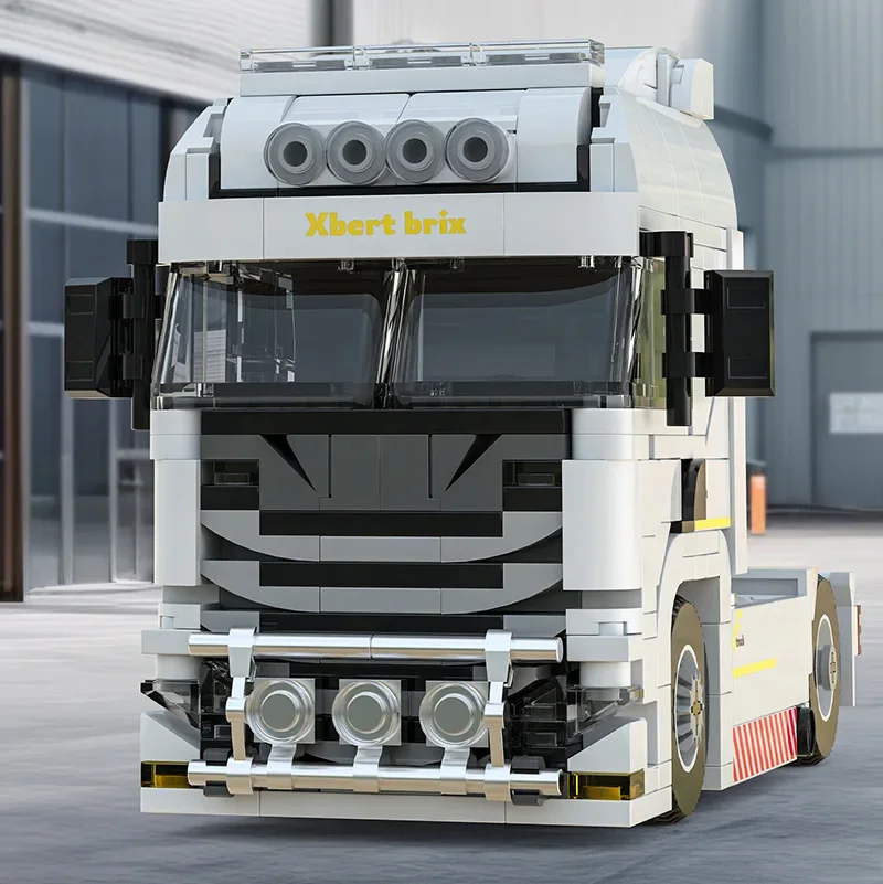 Técnico moc europeu caminhão tanque de combustível reboque blocos de construção conjunto diy cidade engenharia caminhão modelo kit brinquedos para crianças presentes