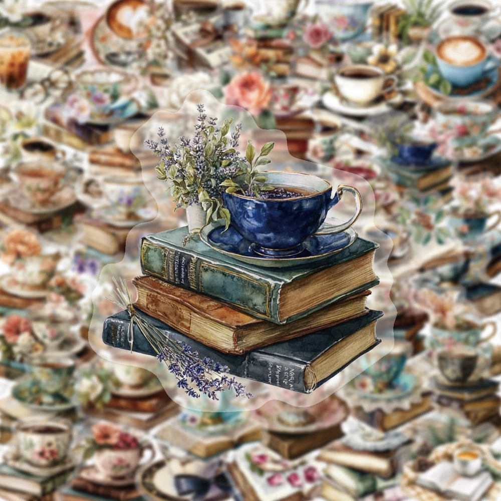 50 pçs retro livros de café arte pet adesivos bonito clássico presentes coleção decoração casos telefone scrapbook tablet adesivo