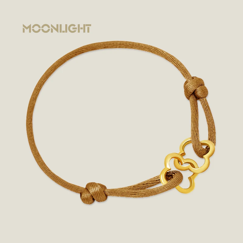 MOONLIGHT Adjustable Double Four Leaf Clover Charm Bracelet For Women Classic Silk Rope Bracelet Fashion Jewelry Party Gifts