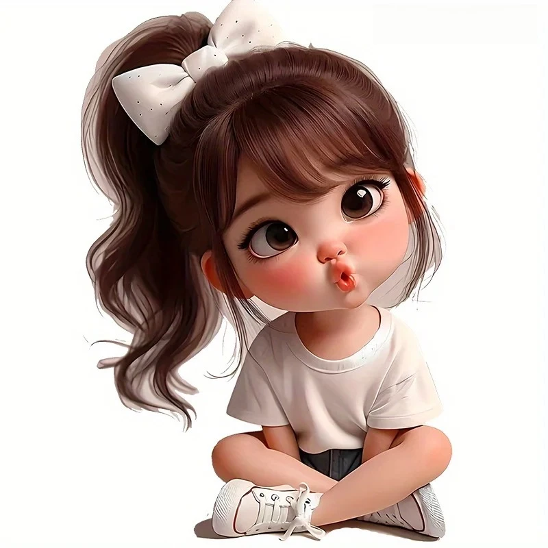 Cute Girl 2D Flat Waterproof Vinyl Stickers Decals Universal Decor for Motorcycle Truck Laptop Cup Window Glass Wall